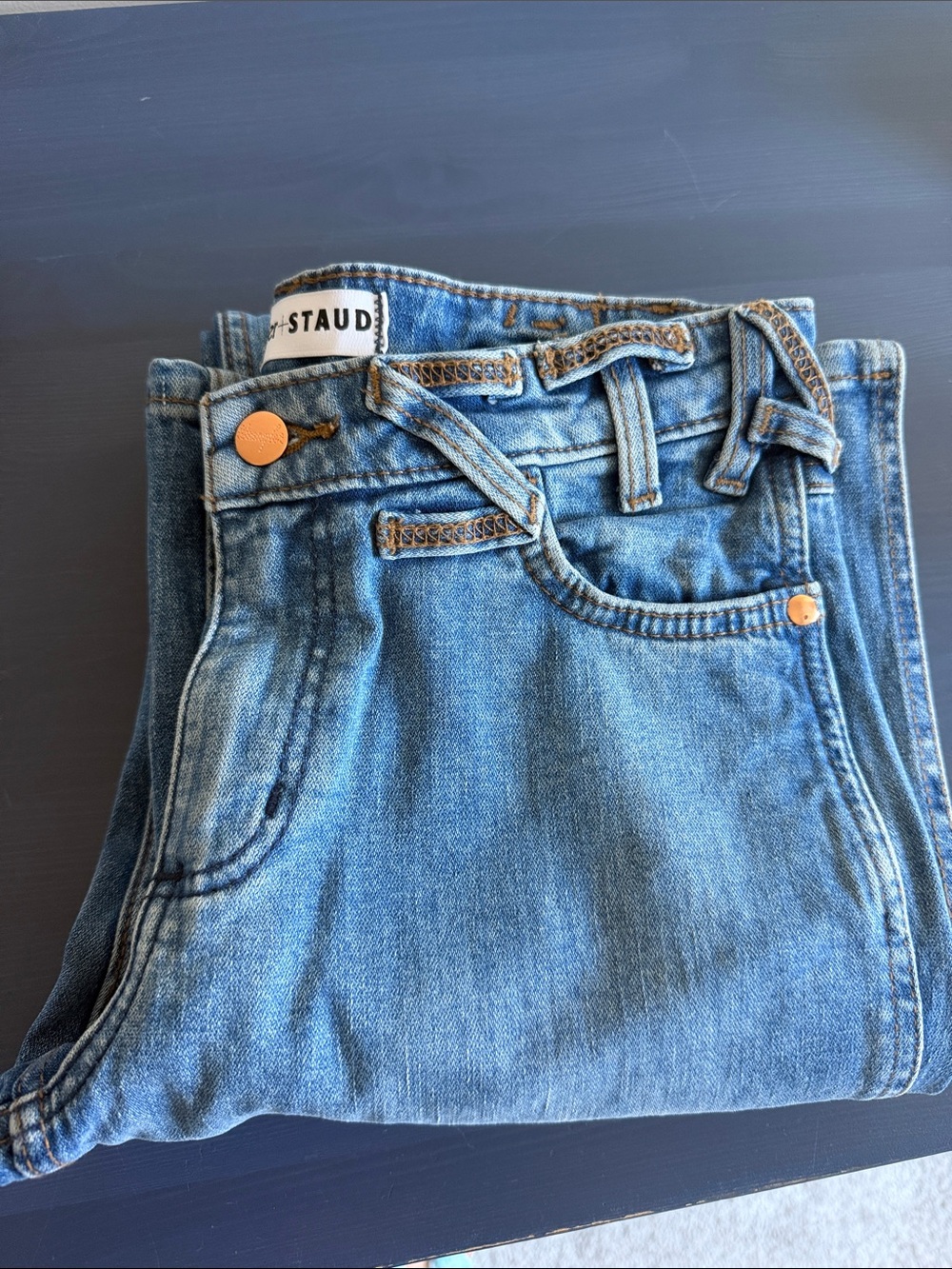 STAUD Wrangler Collaboration Denim Jeans - Blue